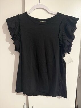 Industry Women's Black Ruffle Sleeve Top